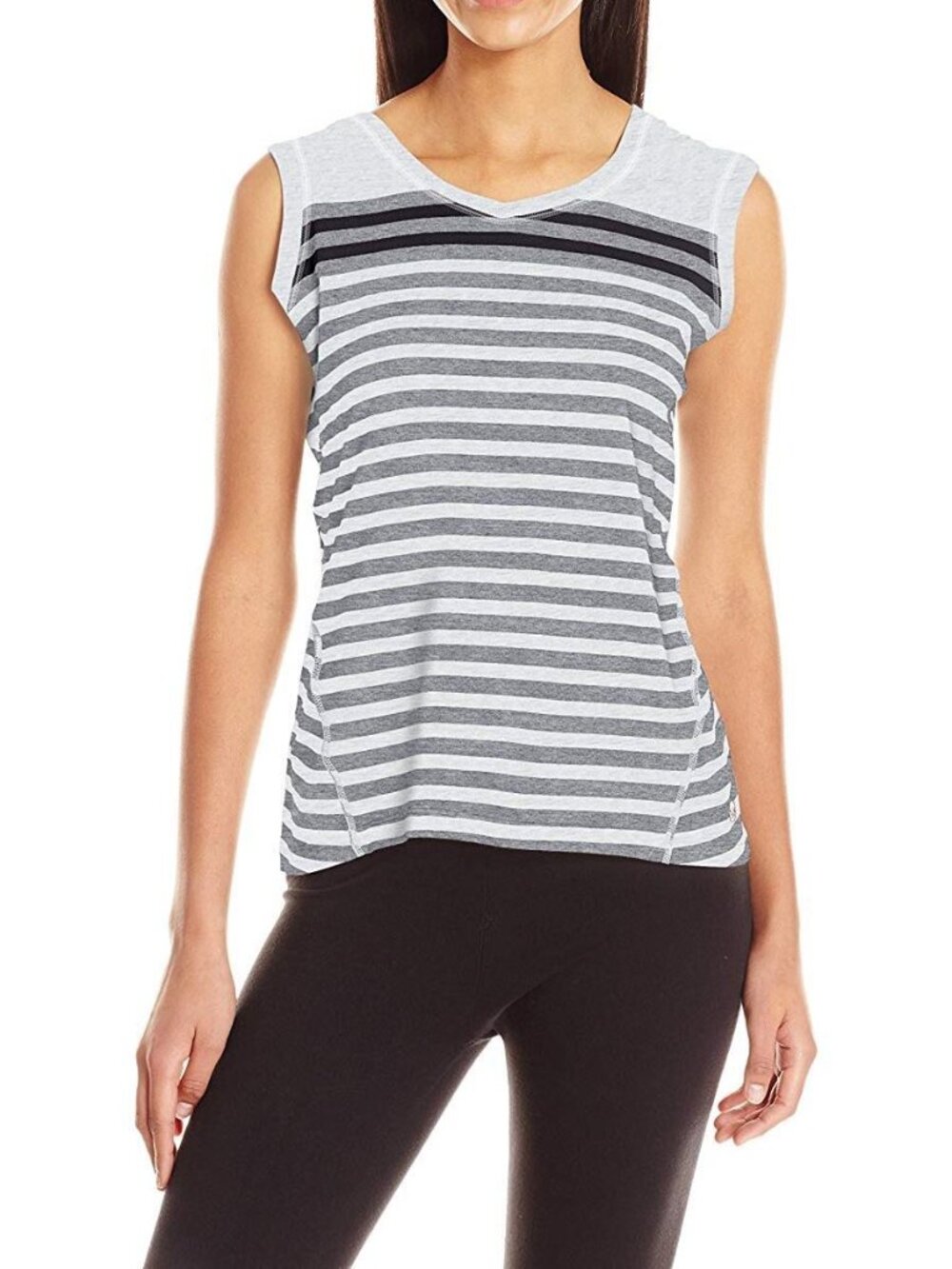 Calvin Klein Womens Performance Hooded Striped Tank Top
